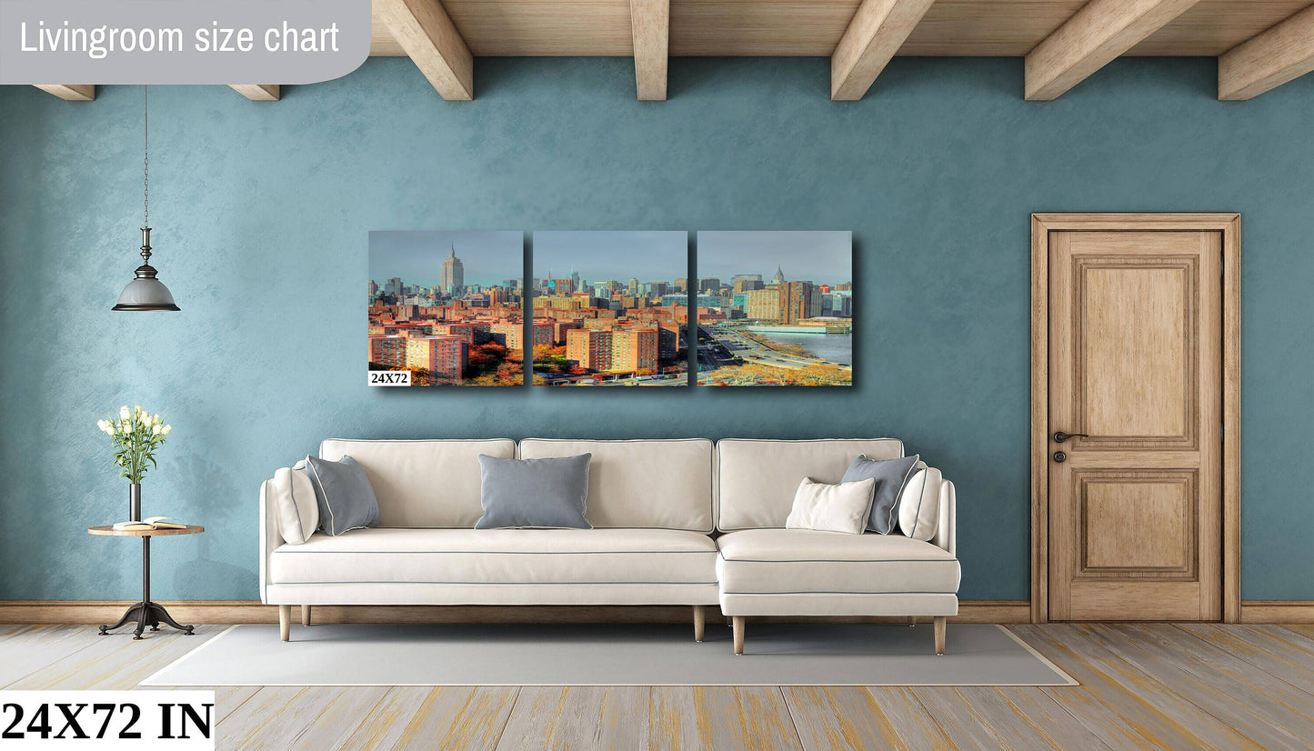 NYC skyline from lower east side metal print canvas print color photography night poster