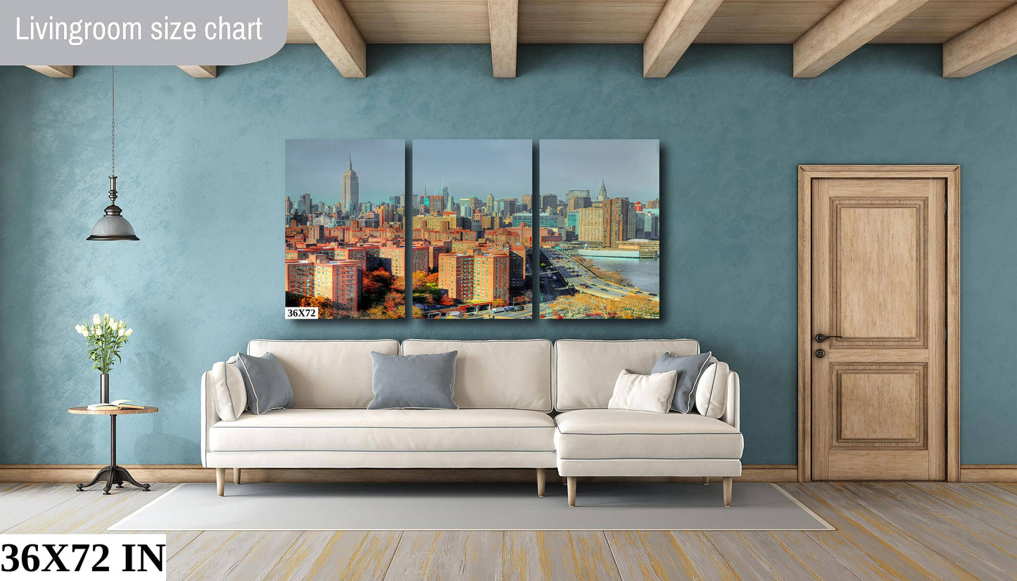 NYC skyline from lower east side metal print canvas print color photography night poster