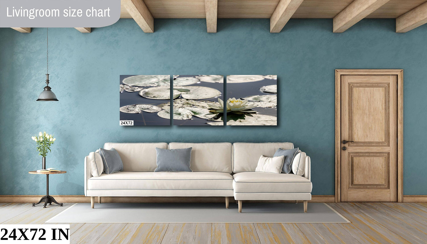 Water lillies on Chateaugay Lake water reflection flowers colors metal print canvas print outdoor wall art