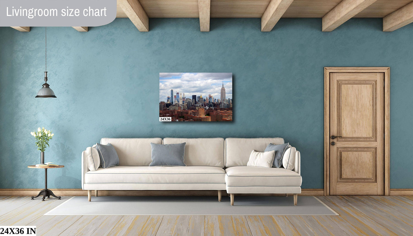 NYC skyline from lower east side metal print canvas print color photography night poster