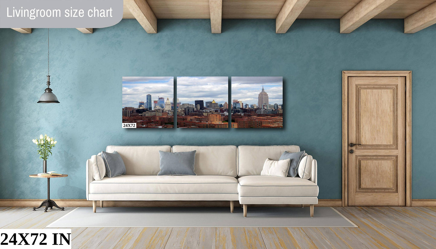 NYC skyline from lower east side metal print canvas print color photography night poster