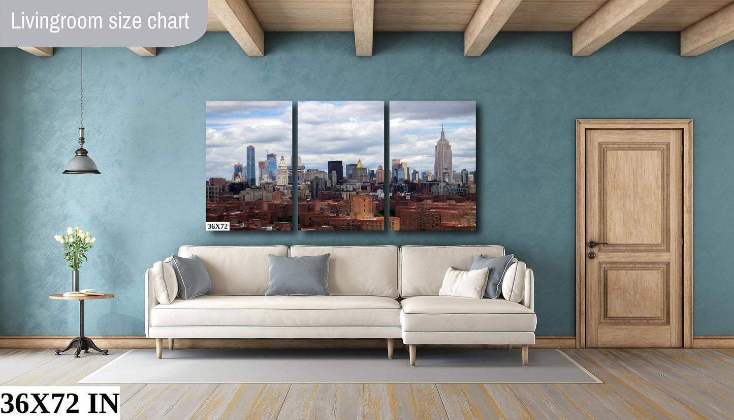 NYC skyline from lower east side metal print canvas print color photography night poster