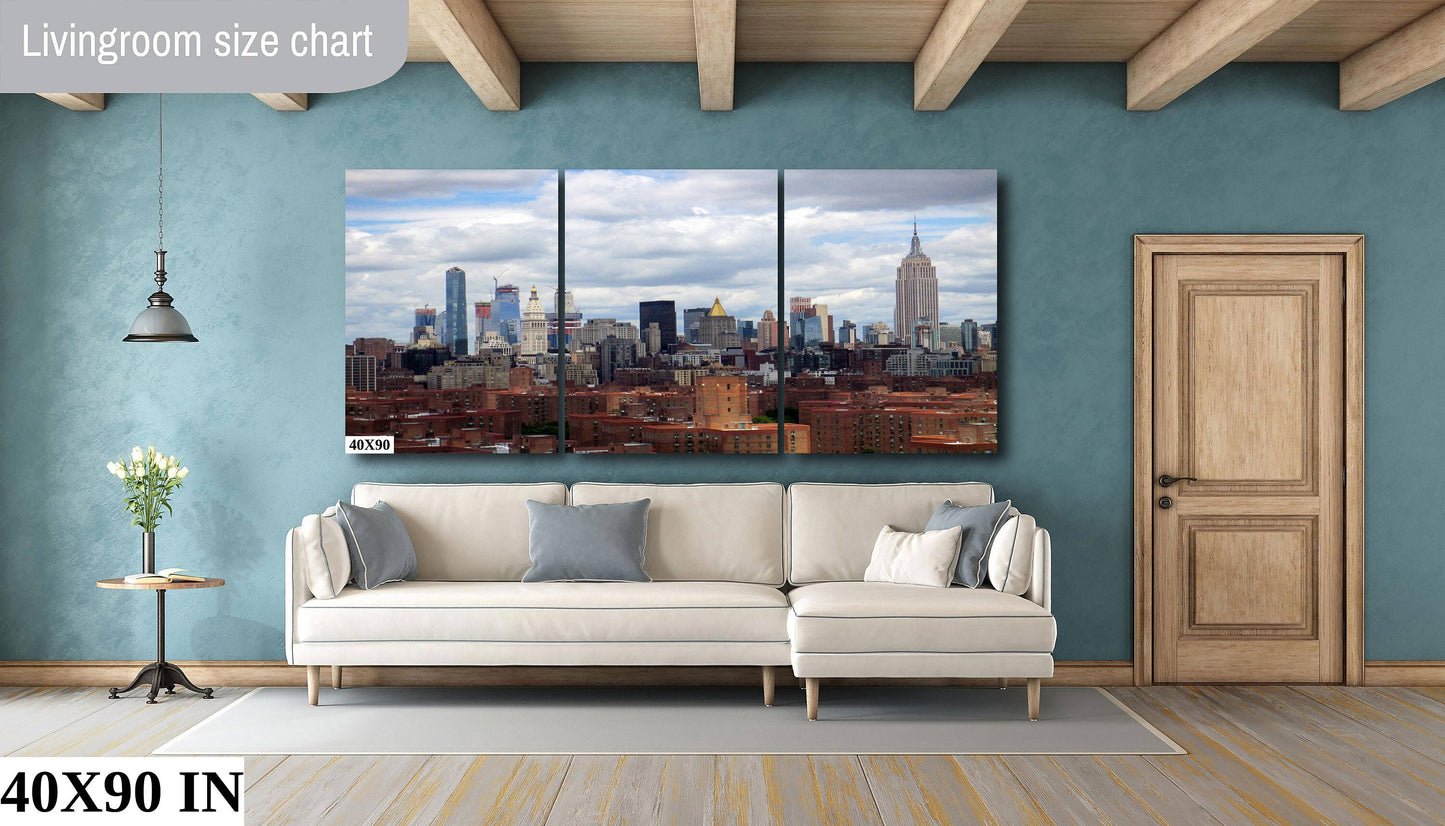 NYC skyline from lower east side metal print canvas print color photography night poster
