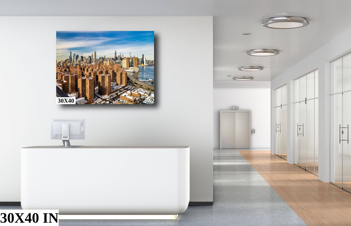 NYC skyline from lower east side metal print canvas print color photography night poster