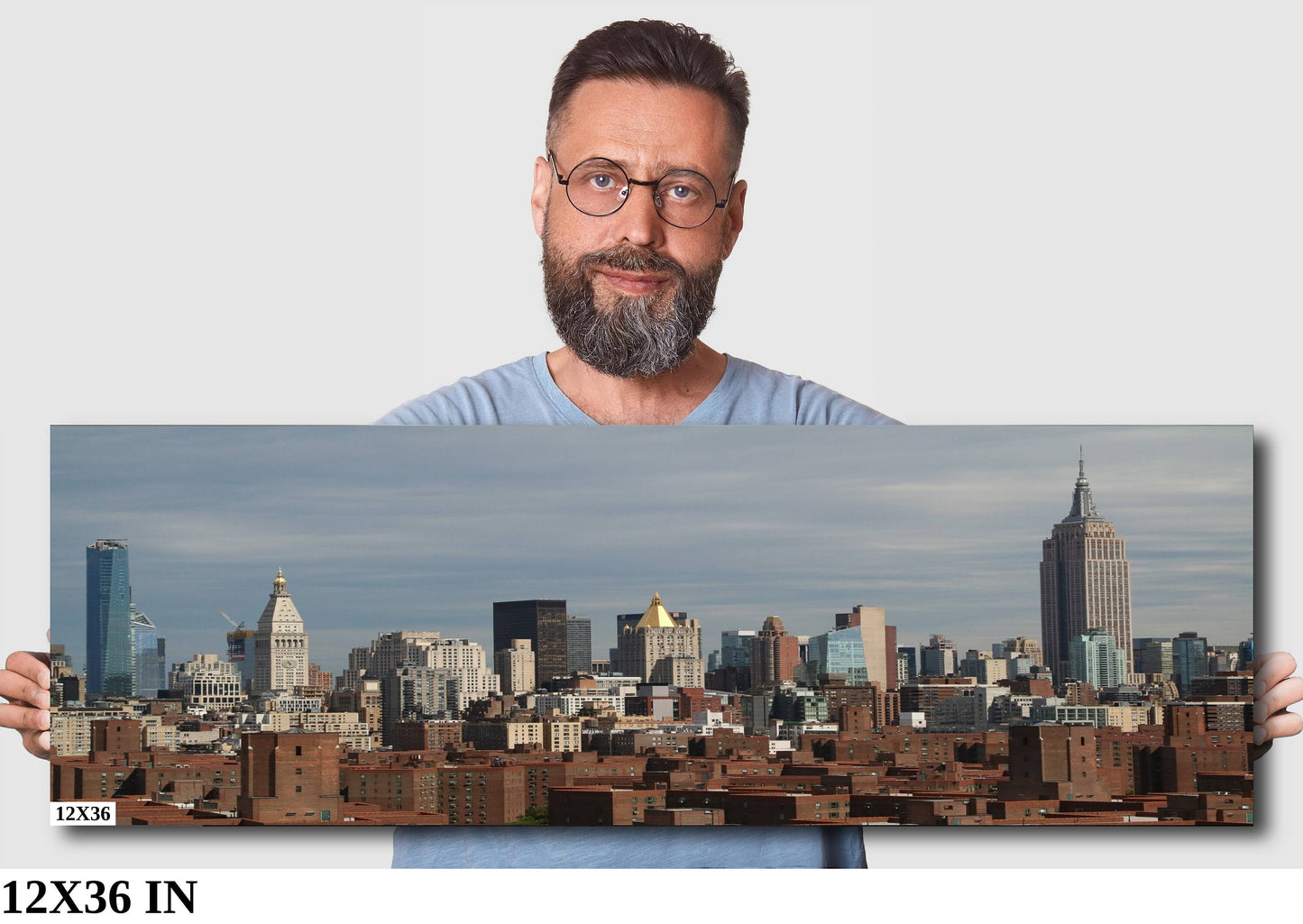 NYC skyline from lower east side mid town empire state building metal print canvas print color photography poster