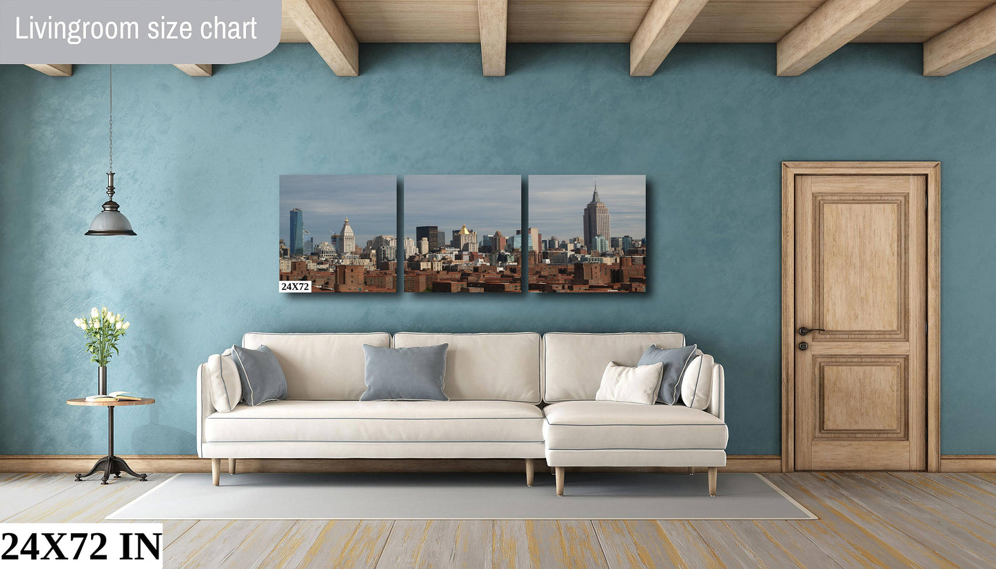NYC skyline from lower east side mid town empire state building metal print canvas print color photography poster
