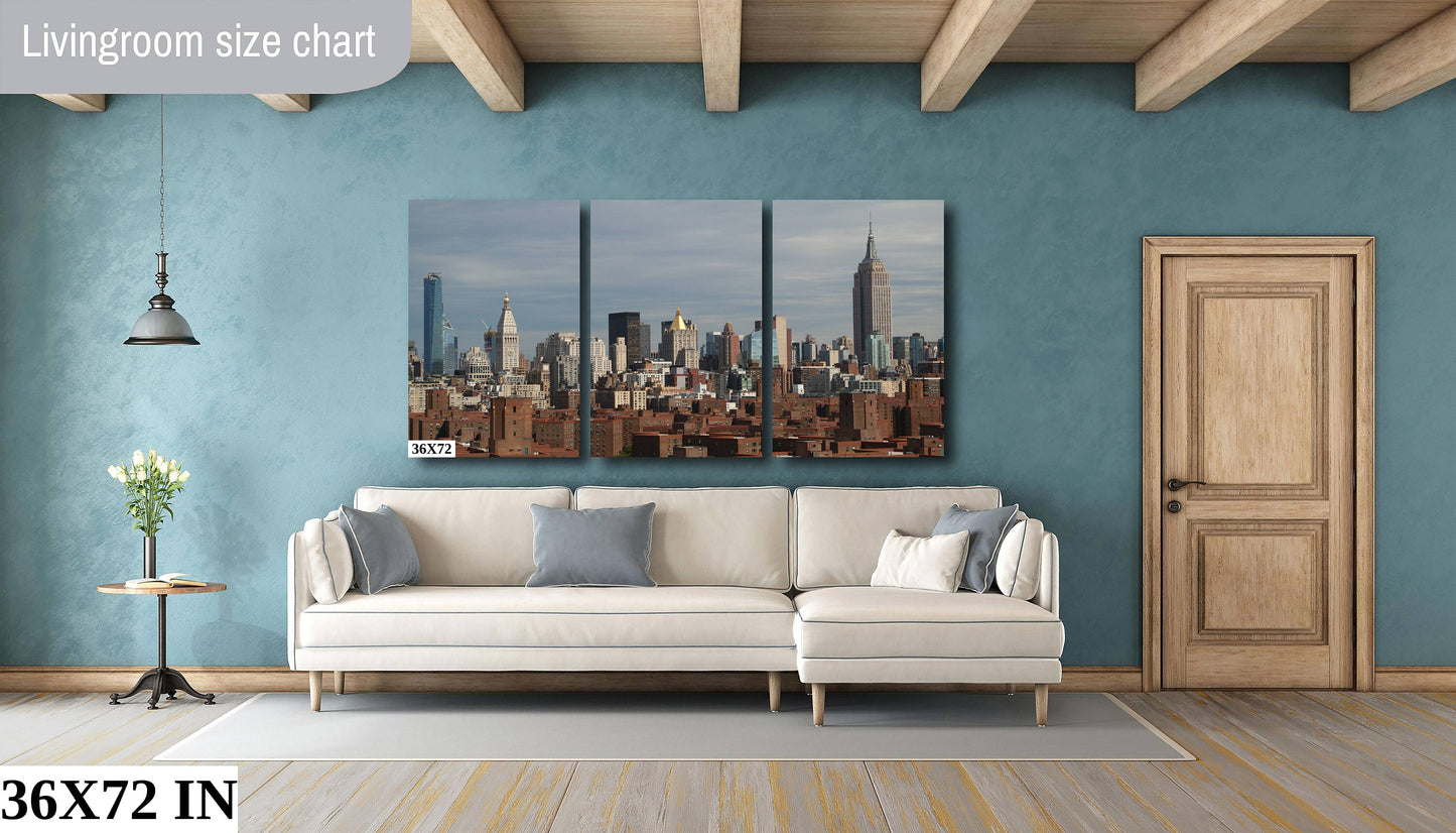 NYC skyline from lower east side mid town empire state building metal print canvas print color photography poster
