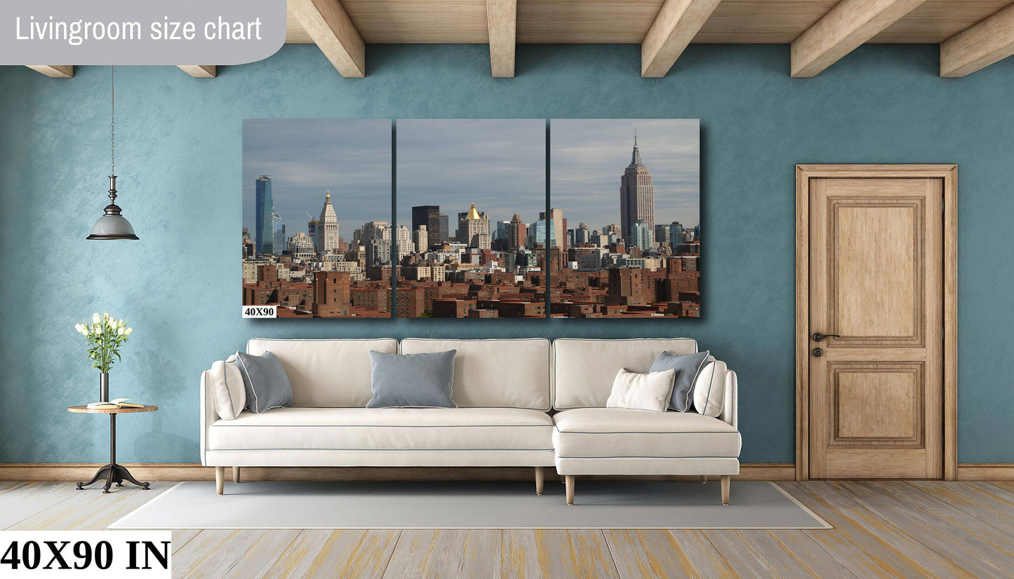 NYC skyline from lower east side mid town empire state building metal print canvas print color photography poster