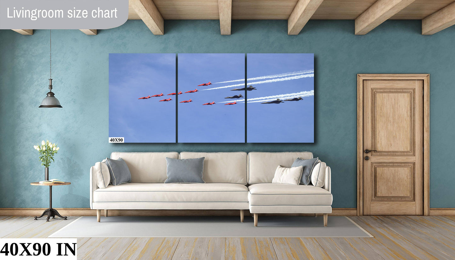R.A.F. Red Arrows and U.S. Air Force F 22's and F 35's over the Hudson River hudson valley Hudson Valley Bannermans island