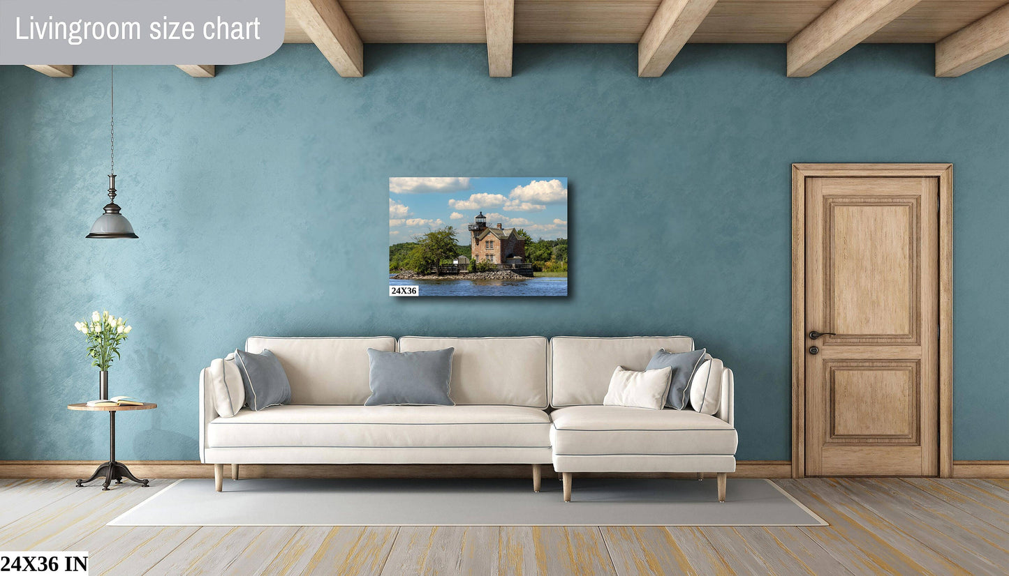 Saugerties NY Light house waterfront boats water sunlight canvas print metal print