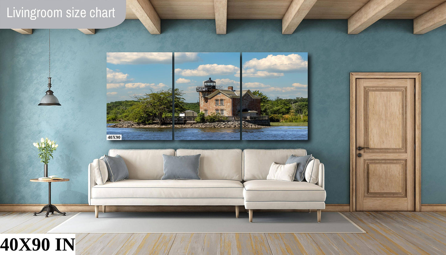 Saugerties NY Light house waterfront boats water sunlight canvas print metal print