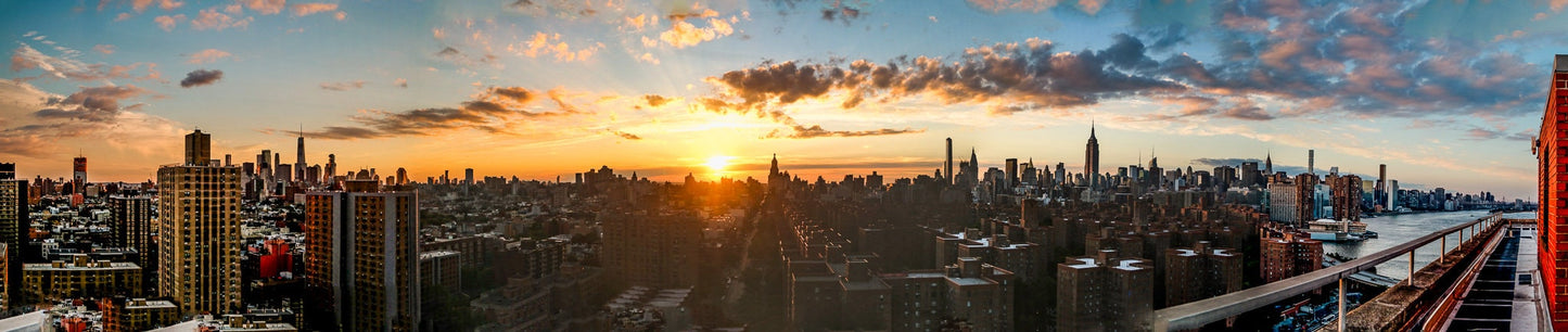 NYC skyline panoramic at sunset metal print canvas print color photography daylight storm poster