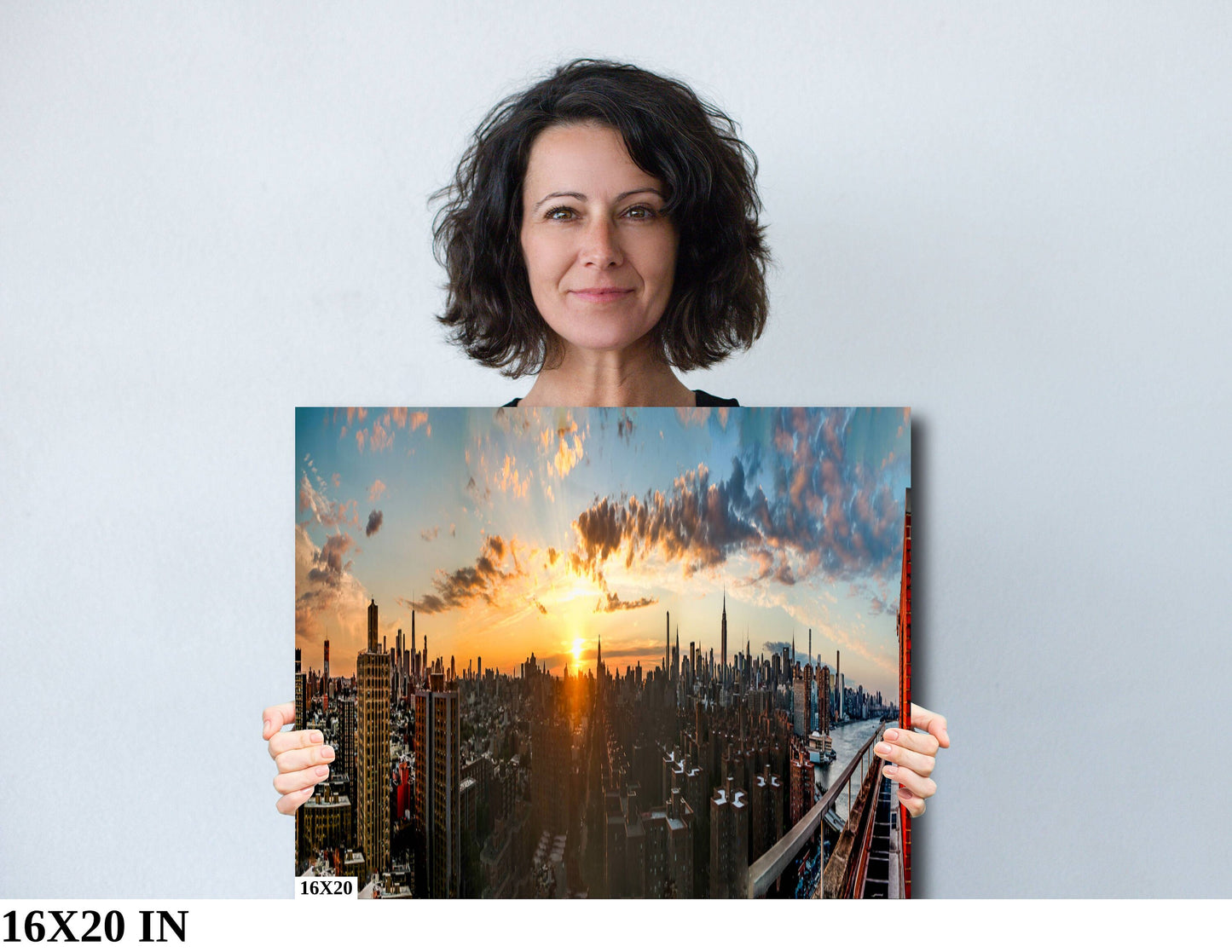 NYC skyline panoramic at sunset metal print canvas print color photography daylight storm poster