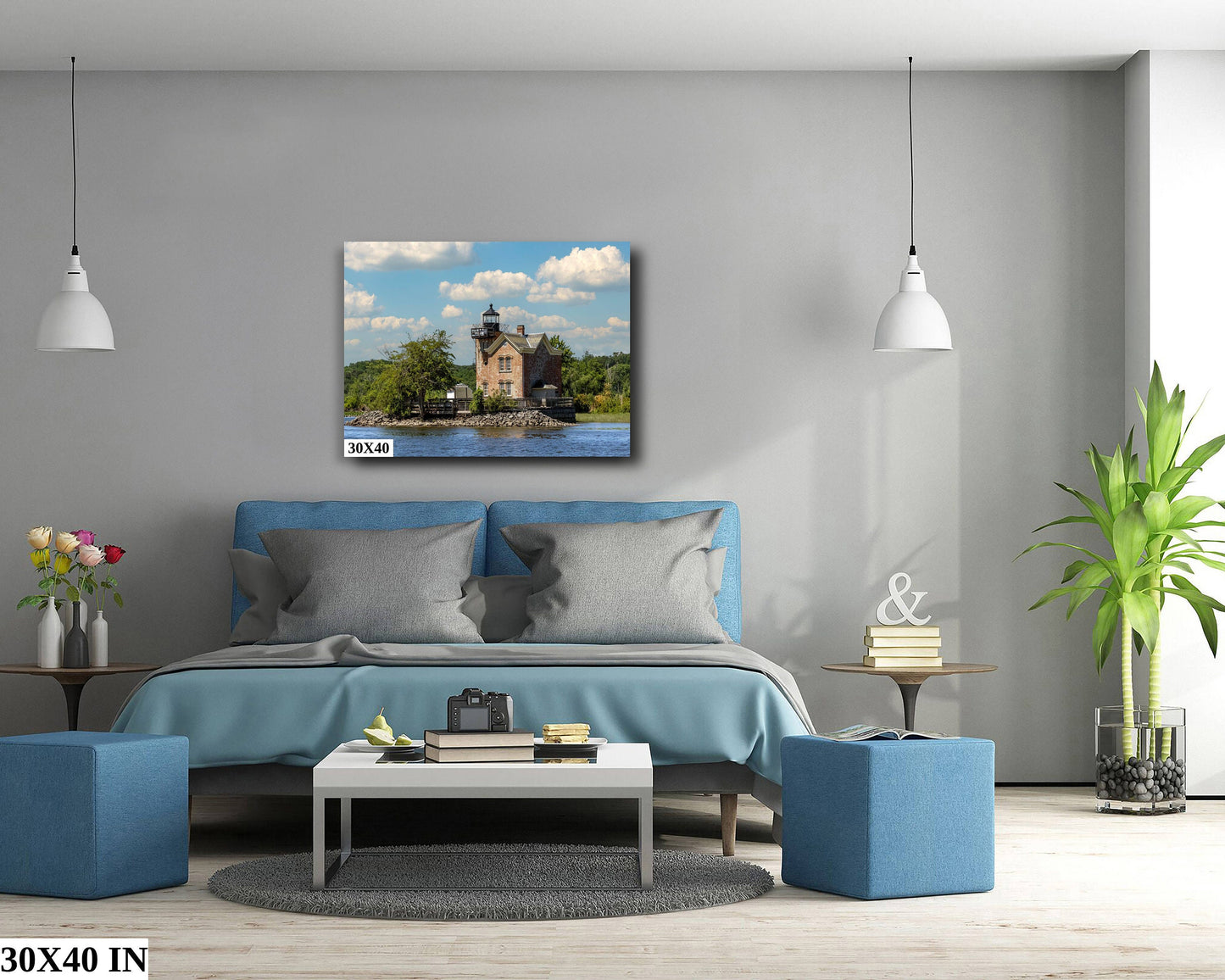 Saugerties NY Light house waterfront boats water sunlight canvas print metal print