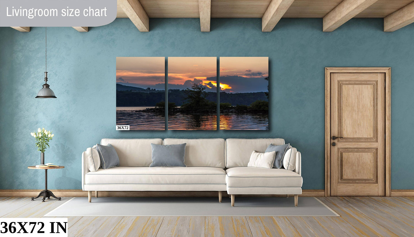 Sunset over the monastery Hudson River storm wall art metal acrylic