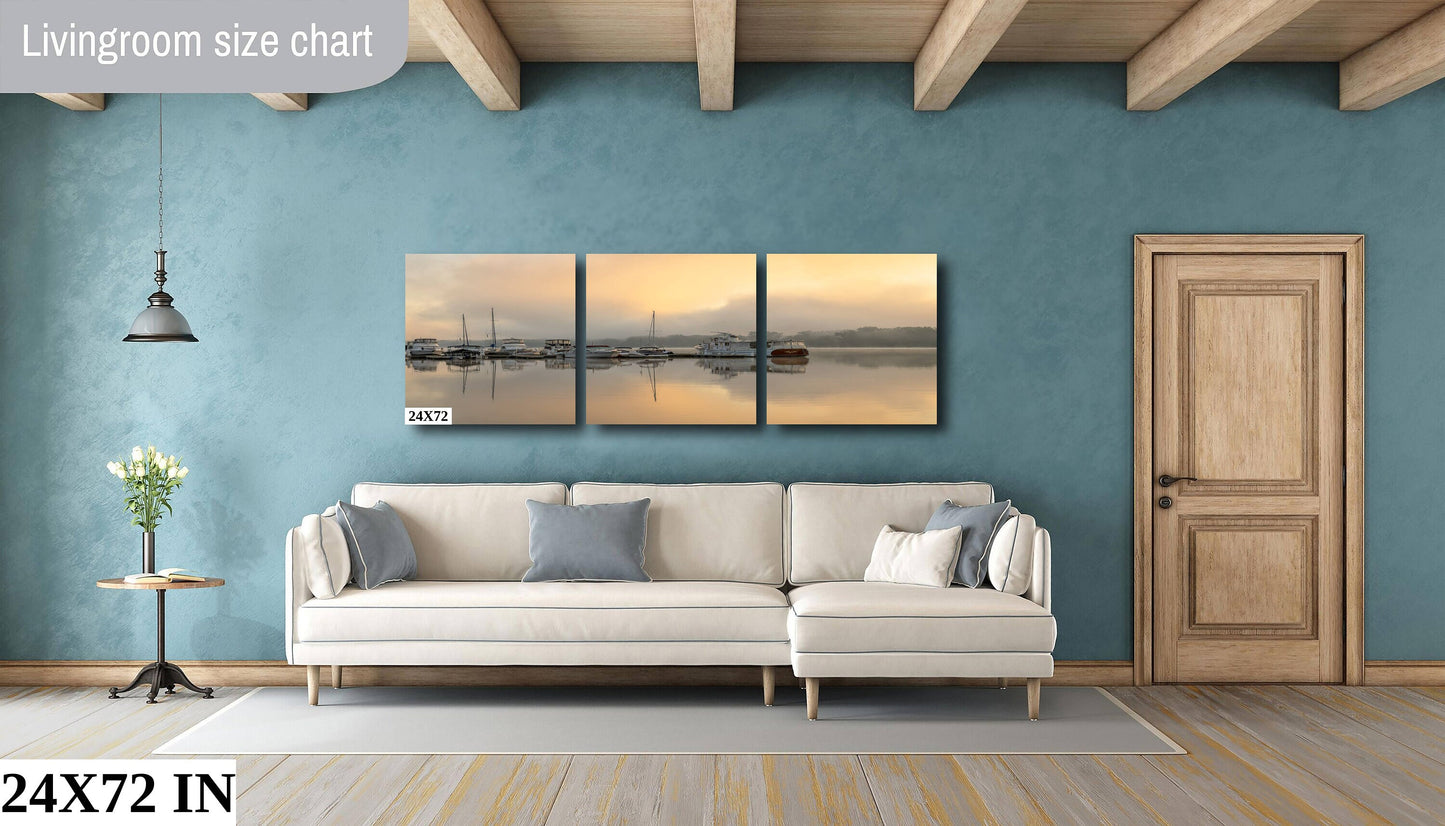 Cloudy sunrise over the marina Hudson River colors wall art metal acrylic