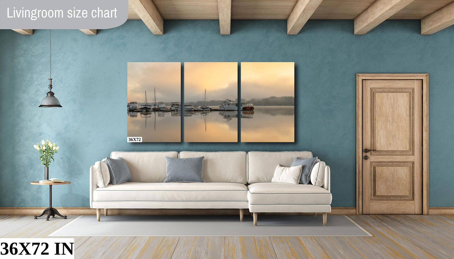 Cloudy sunrise over the marina Hudson River colors wall art metal acrylic