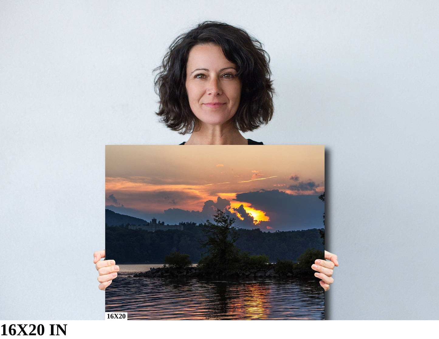 Sunset over the monastery Hudson River storm wall art metal acrylic