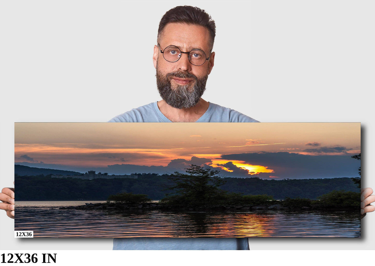 Sunset over the monastery Hudson River storm wall art metal acrylic