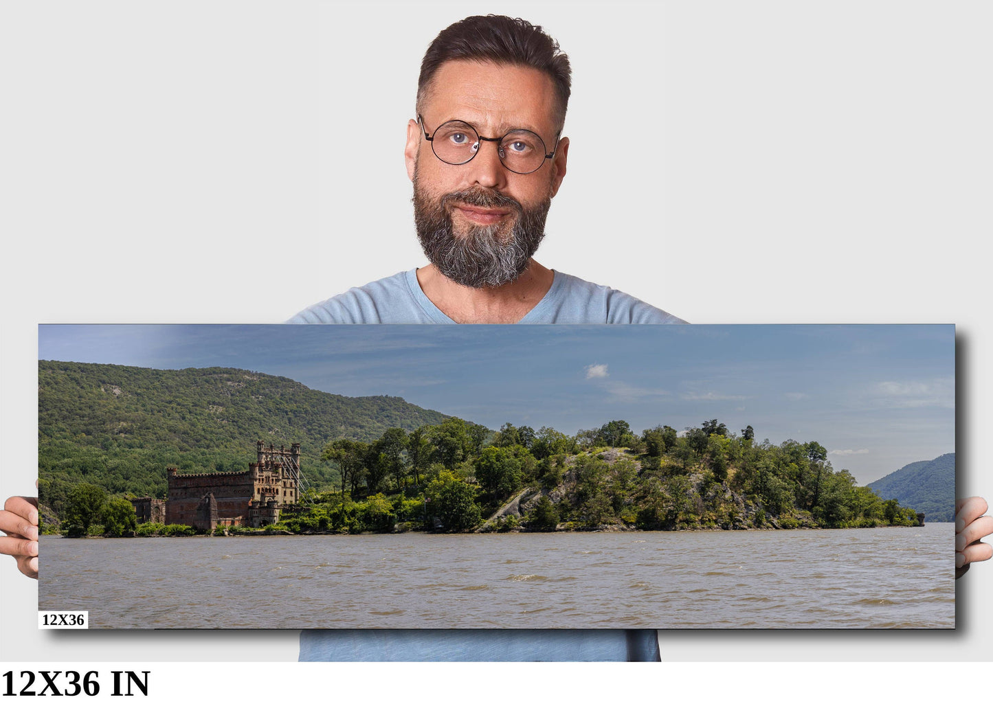 Bannerman's Castle Panoramic Hudson River hudson valley Hudson Valley fall time Bannermans island canvas print metal print wall art