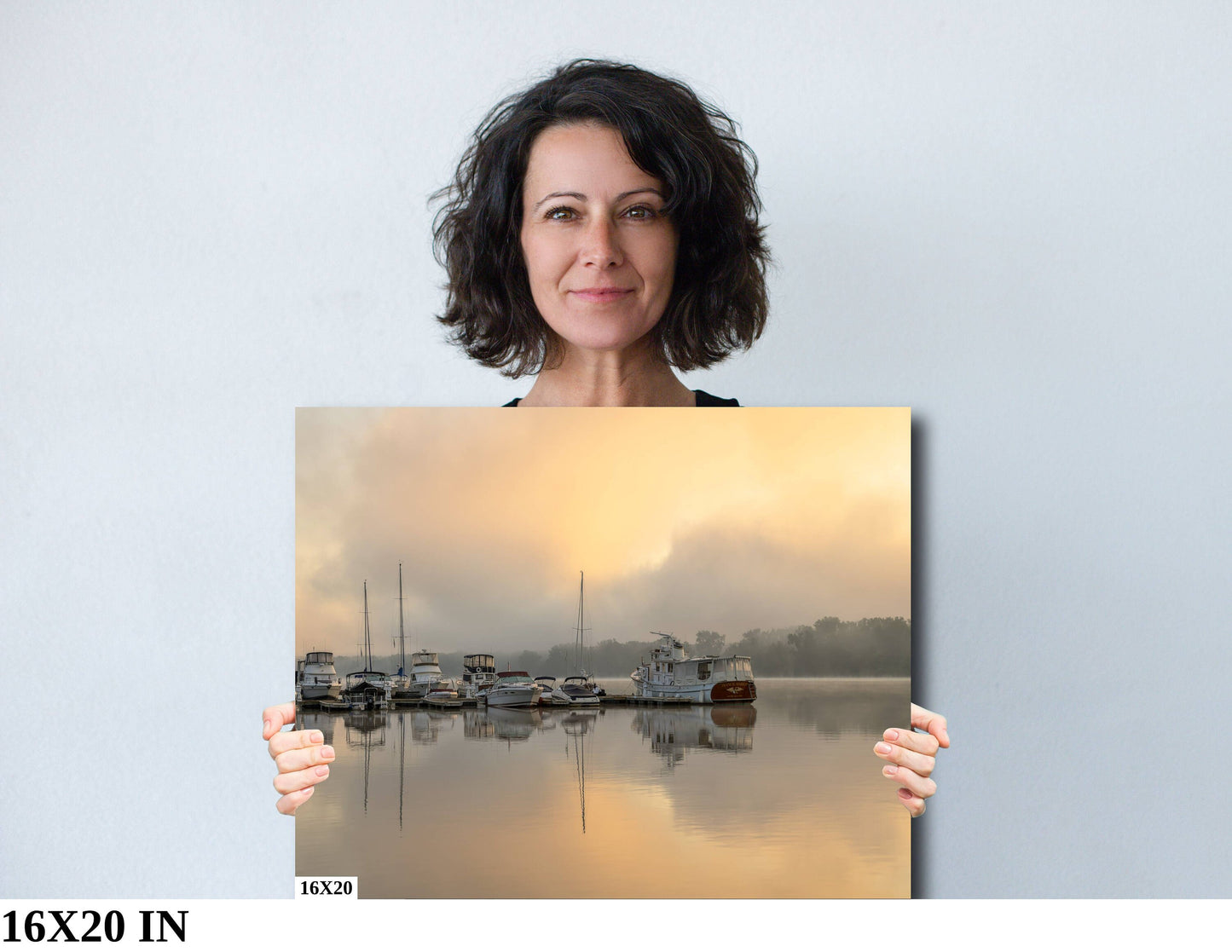 Cloudy sunrise over the marina Hudson River colors wall art metal acrylic