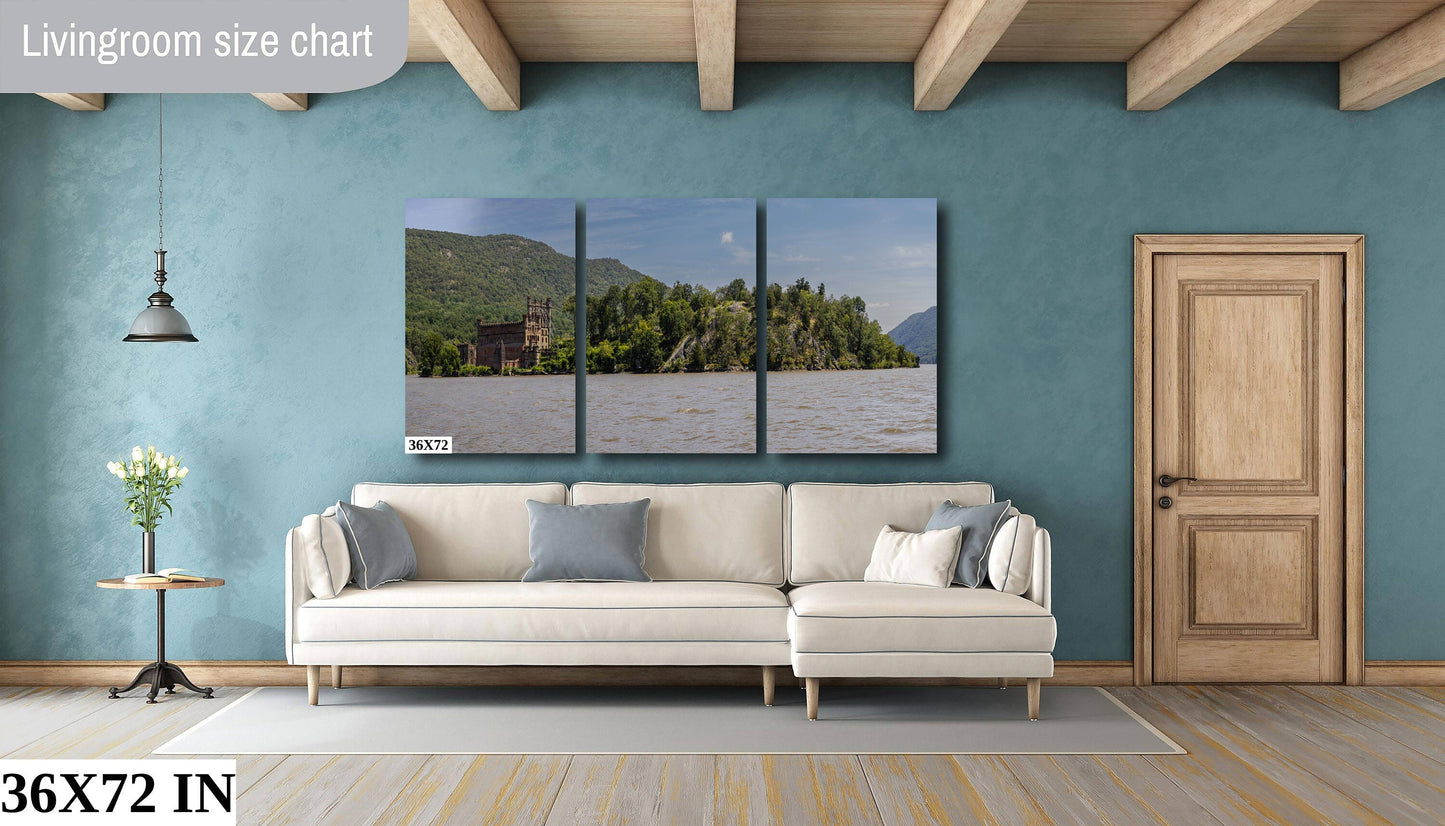 Bannerman's Castle Panoramic Hudson River hudson valley Hudson Valley fall time Bannermans island canvas print metal print wall art