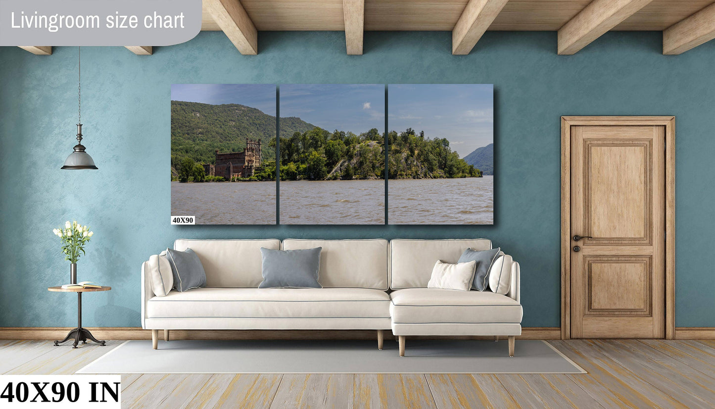 Bannerman's Castle Panoramic Hudson River hudson valley Hudson Valley fall time Bannermans island canvas print metal print wall art