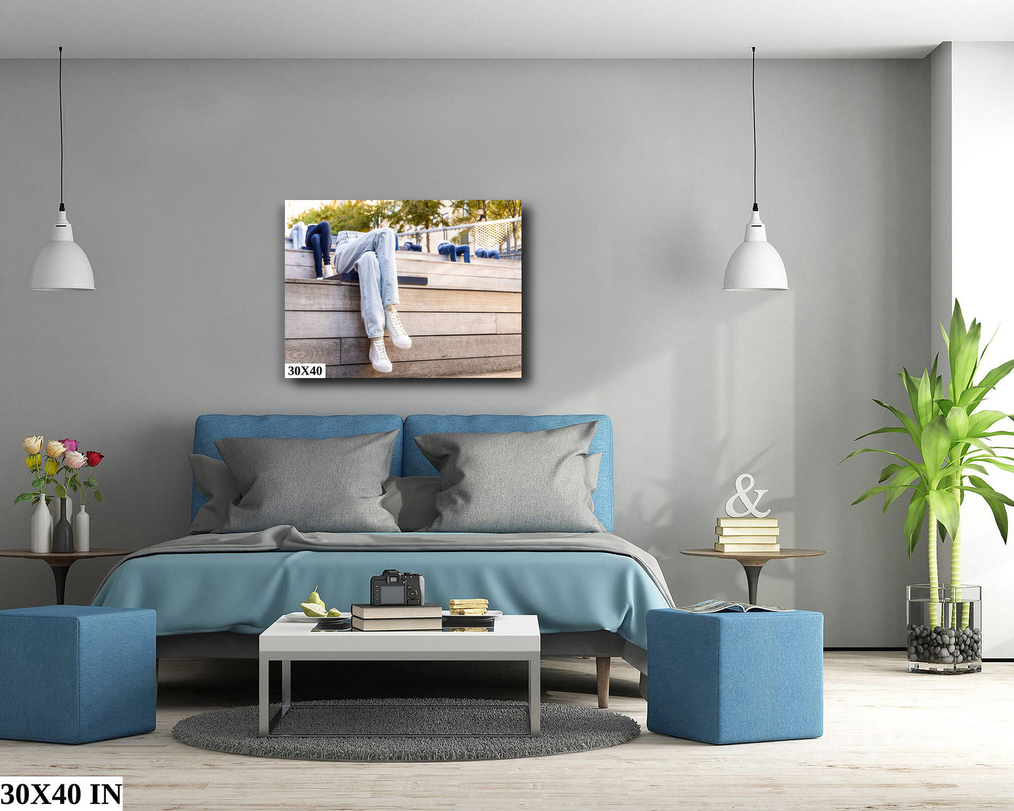 Only in NYC! walking the highline metal print canvas print color photography night poster