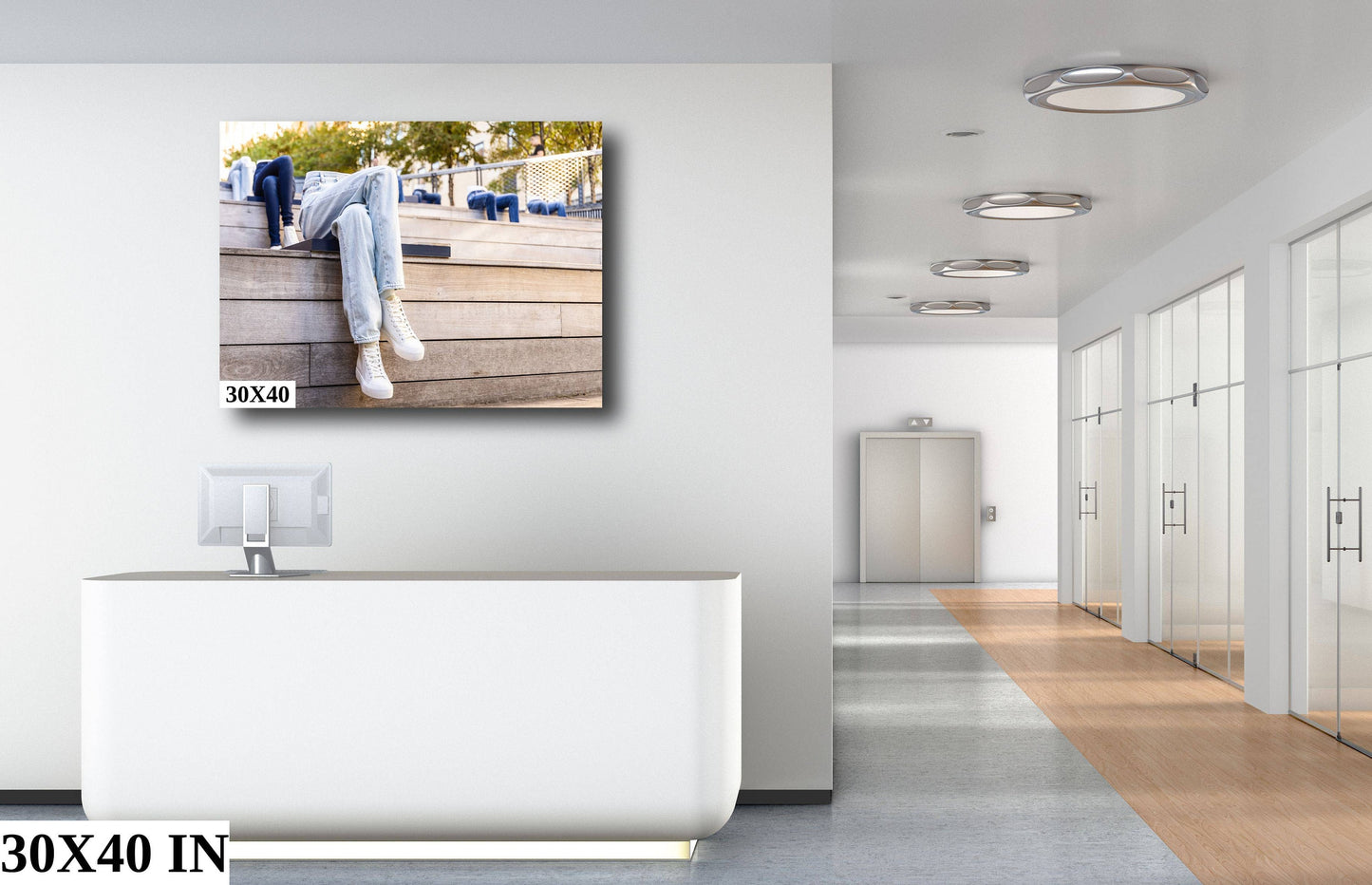 Only in NYC! walking the highline metal print canvas print color photography night poster