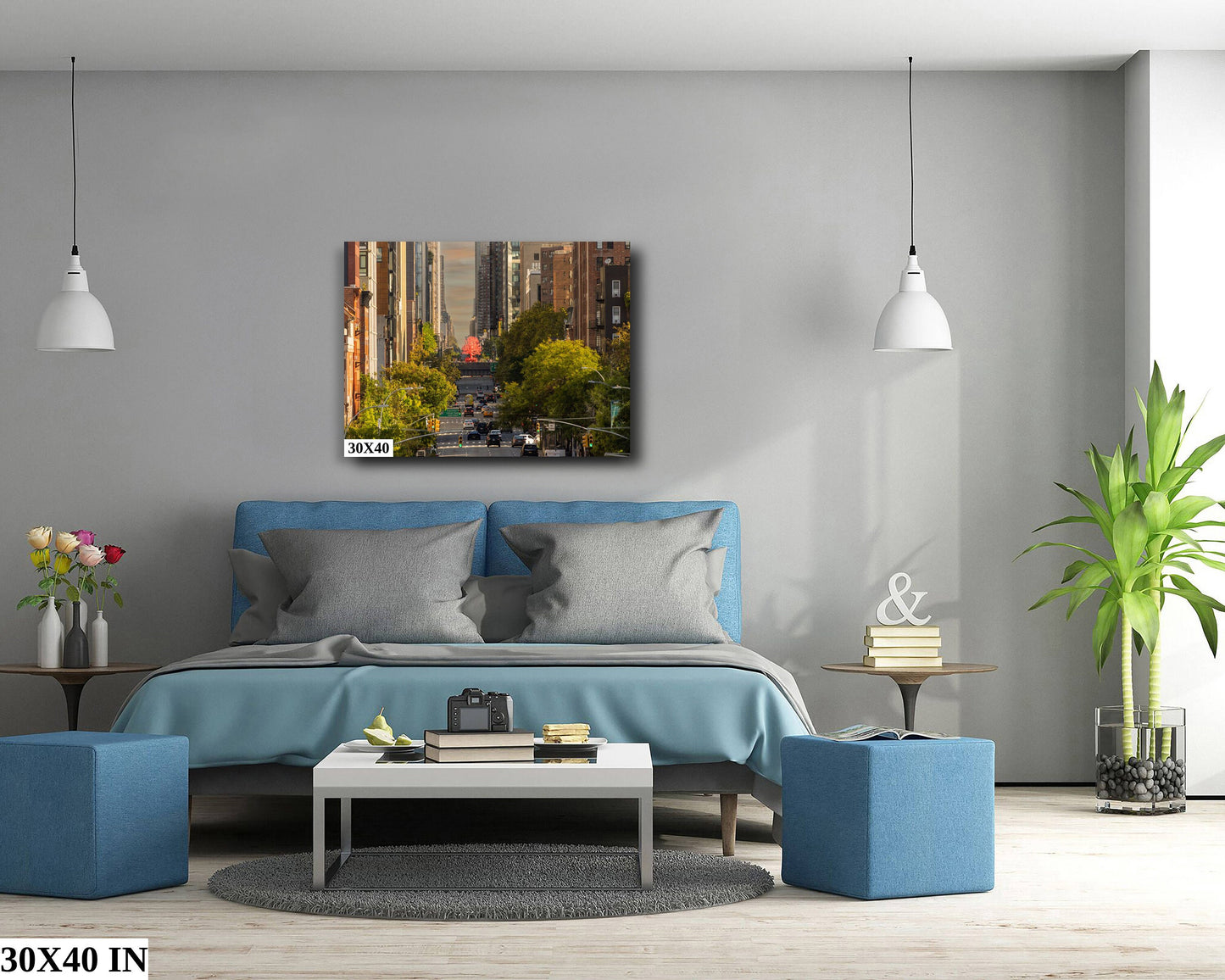 A Red Tree on 10th Ave. Only in NYC! walking the highline metal print canvas print color photography night poster