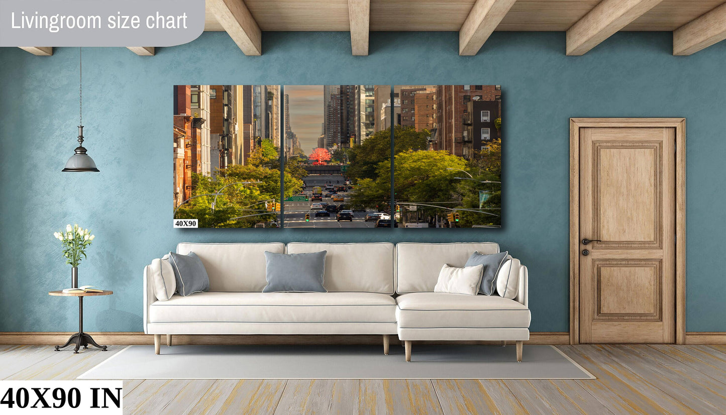 A Red Tree on 10th Ave. Only in NYC! walking the highline metal print canvas print color photography night poster