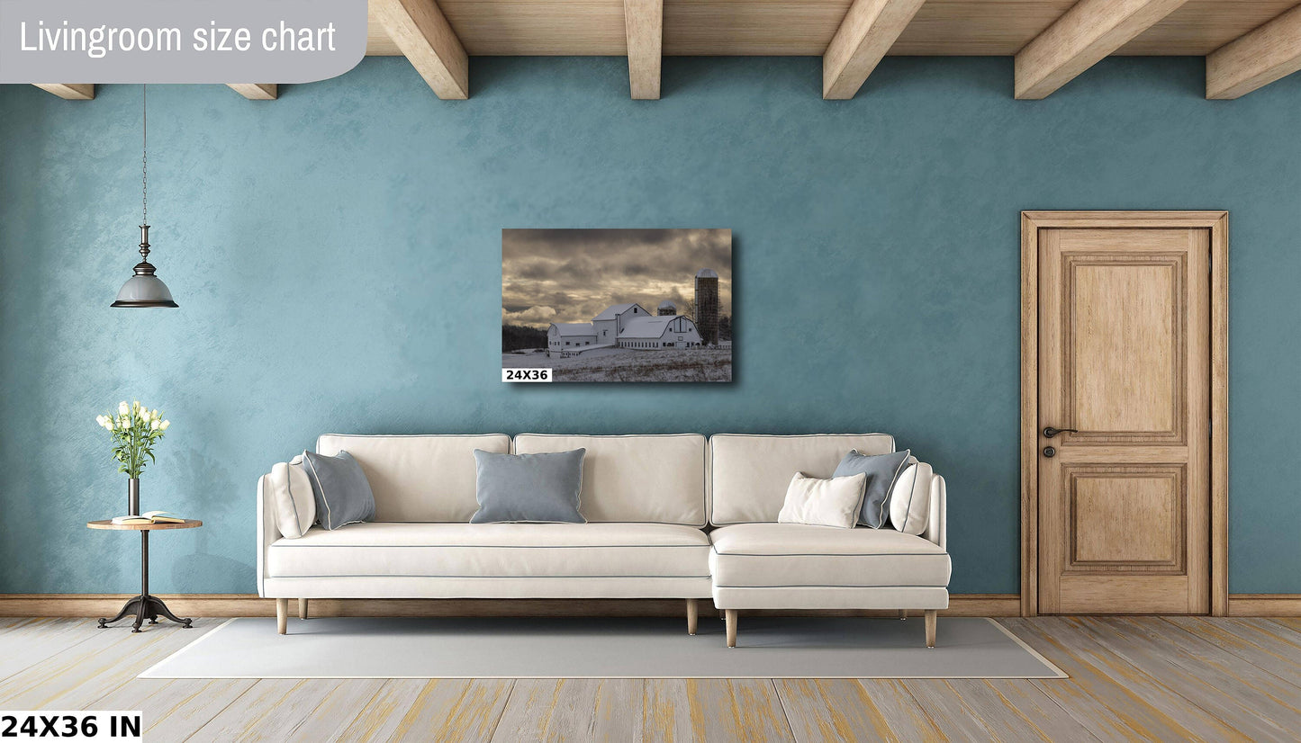 After the snow sun on the old barn Salt Point NY cannvas print metal print country wall art