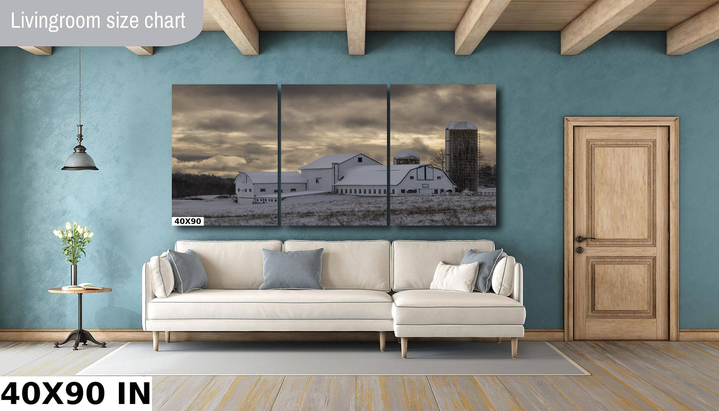 After the snow sun on the old barn Salt Point NY cannvas print metal print country wall art