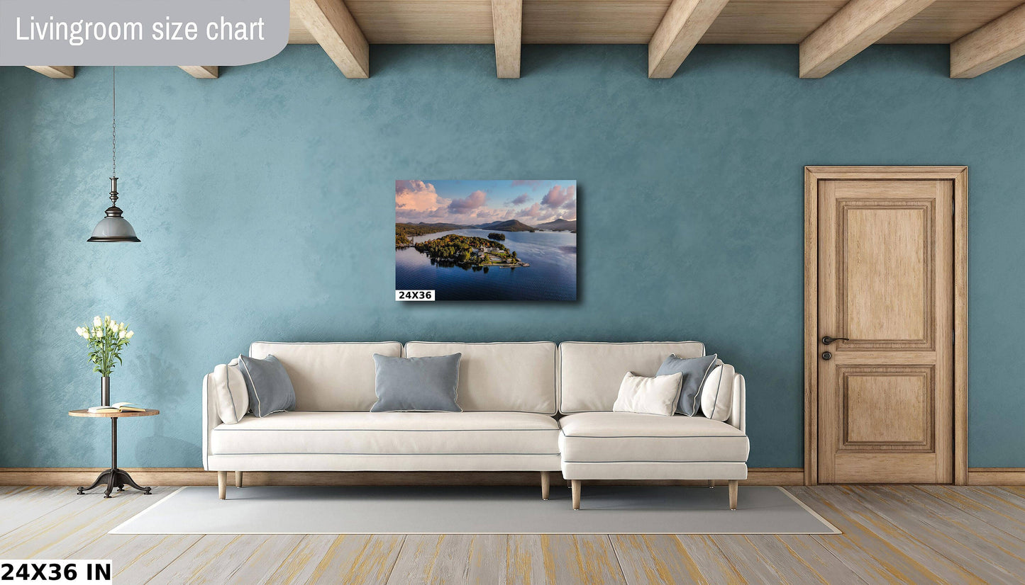 Sagamore Hotel and the Lake George Islands Drone shot Lake George N.Y. Adirondacks colors mountains metal print canvas print wall art