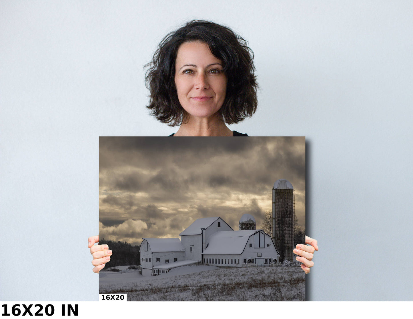 After the snow sun on the old barn Salt Point NY cannvas print metal print country wall art