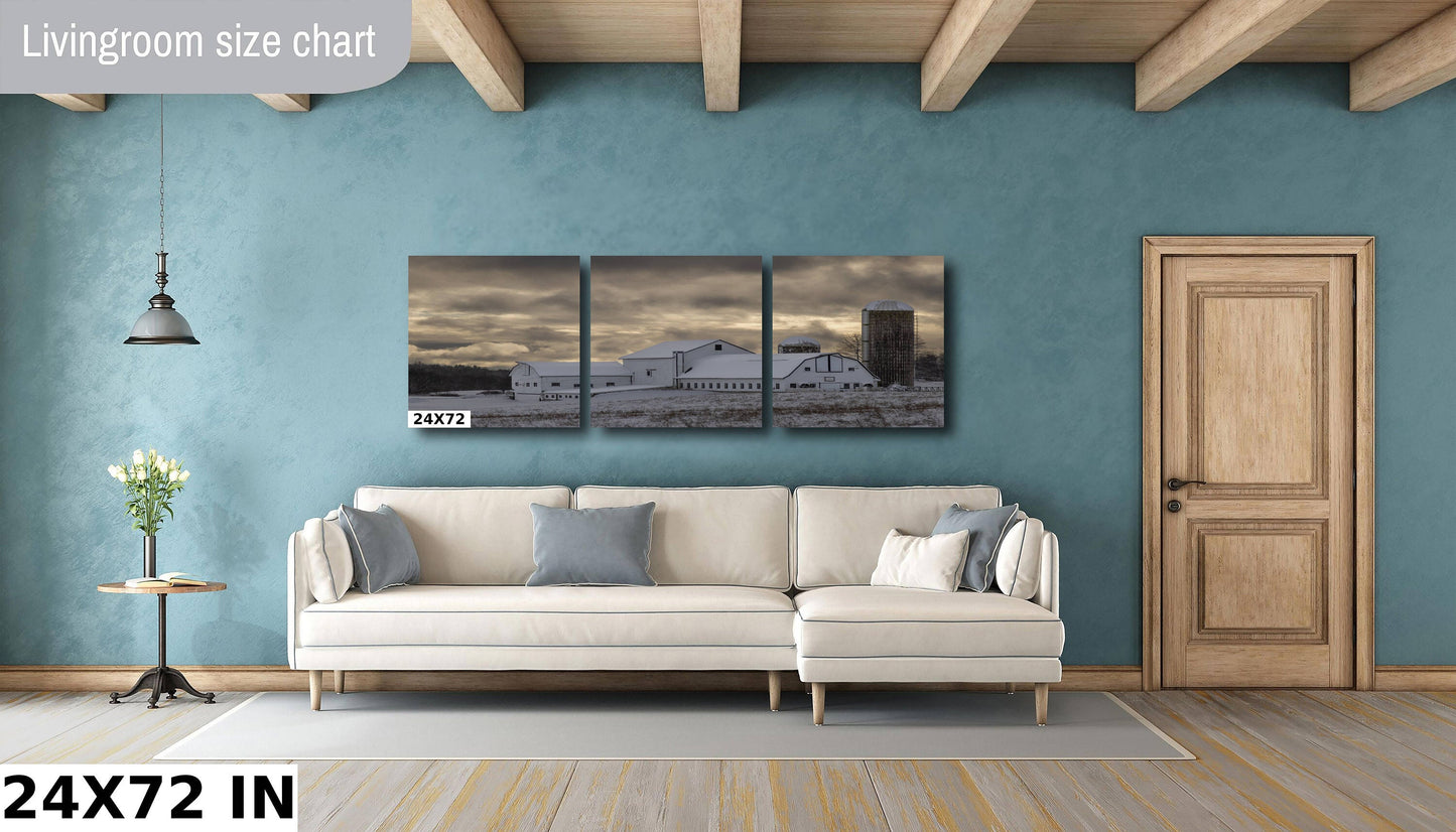 After the snow sun on the old barn Salt Point NY cannvas print metal print country wall art
