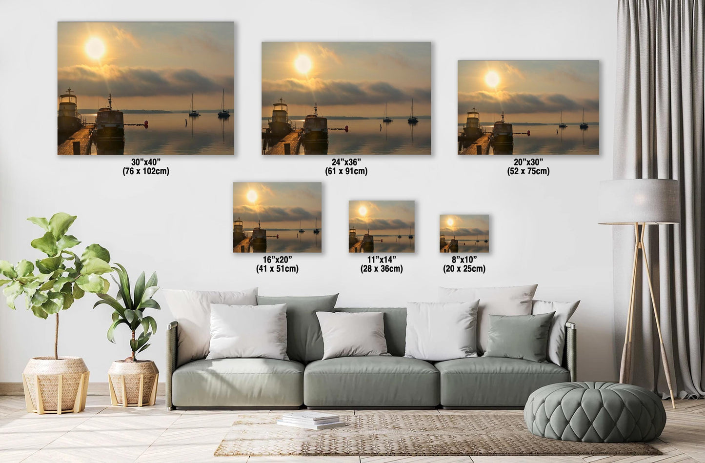Hudson River Sunrise Print – Foggy Marina Art | New Baltimore Wall Decor