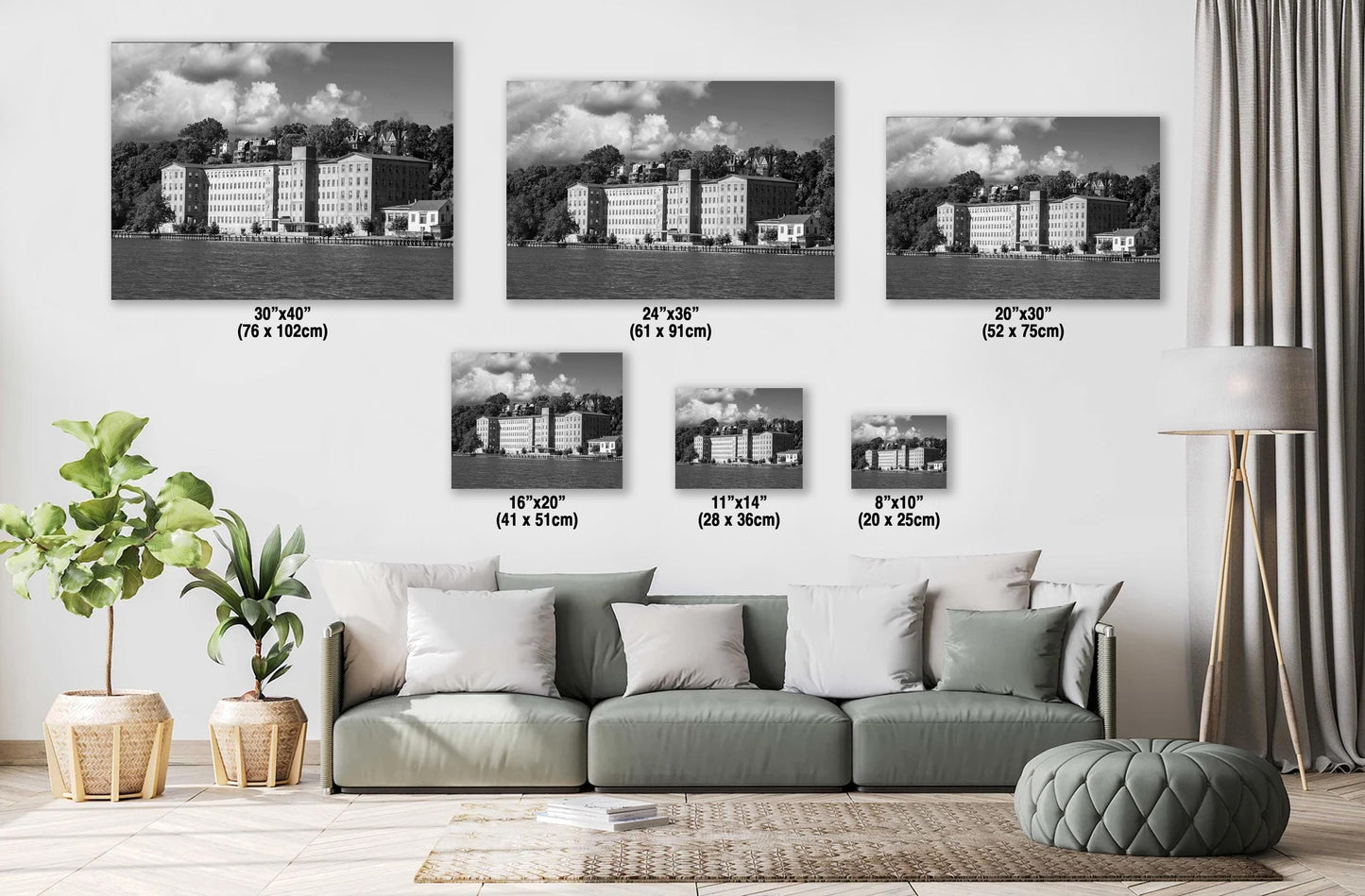 Hudson Valley Canvas Print – Newburgh Historic Art | Black & White Photo Wall Decor