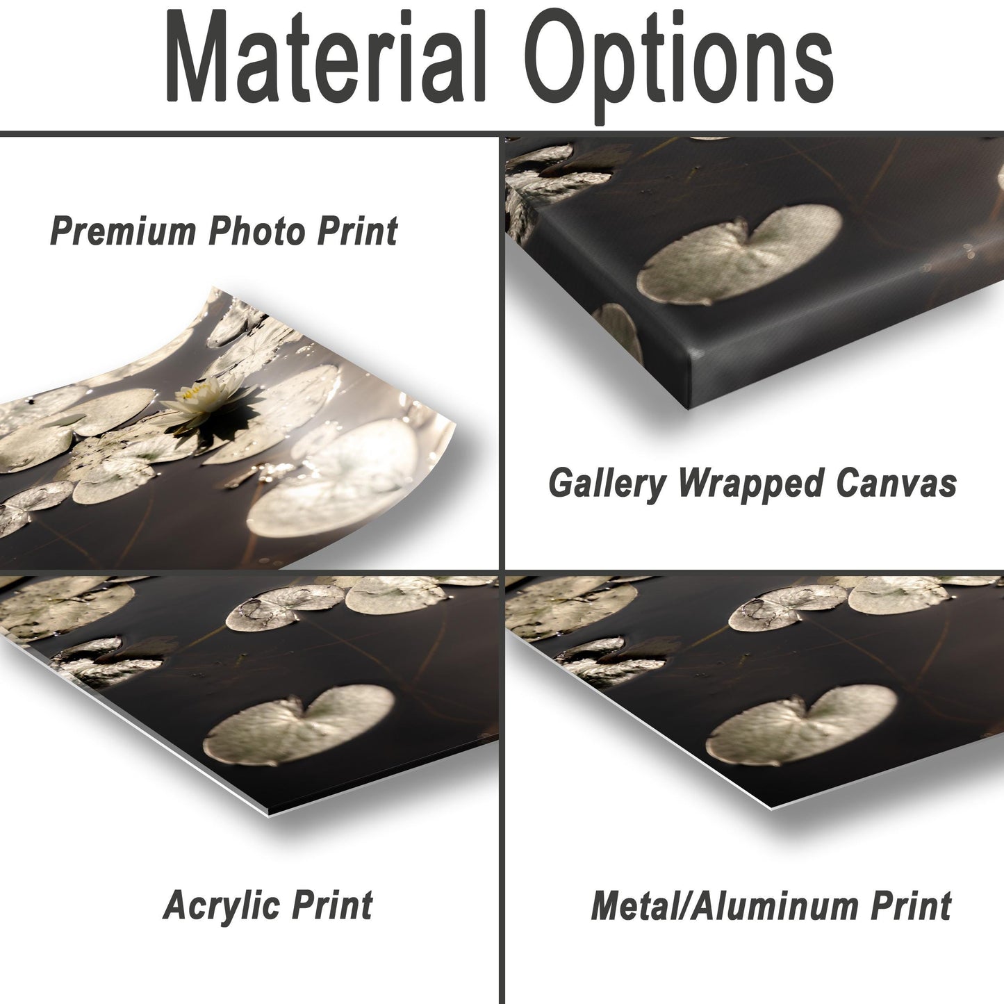 Water Lilies Wall Art - Adirondack Lake Decor | Ready to Hang Nature Canvas Print