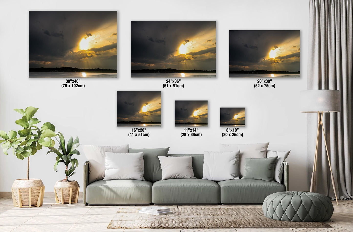 Orange Lake Sunset Print - Panoramic Lake Photography | Newburgh Wall Art Canvas