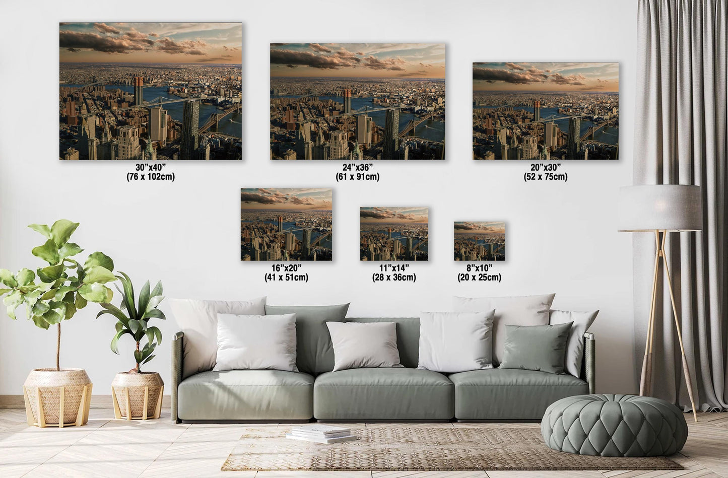 Manhattan Brooklyn Bridges Urban Cityscape Photo | NYC Skyline View Wall Decor