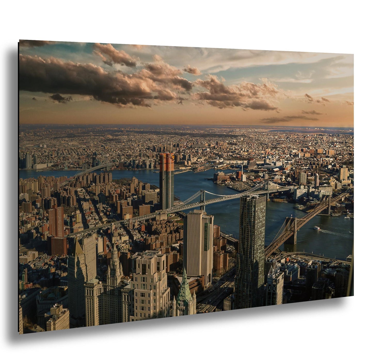 Manhattan Brooklyn Bridges Urban Cityscape Photo | NYC Skyline View Wall Decor
