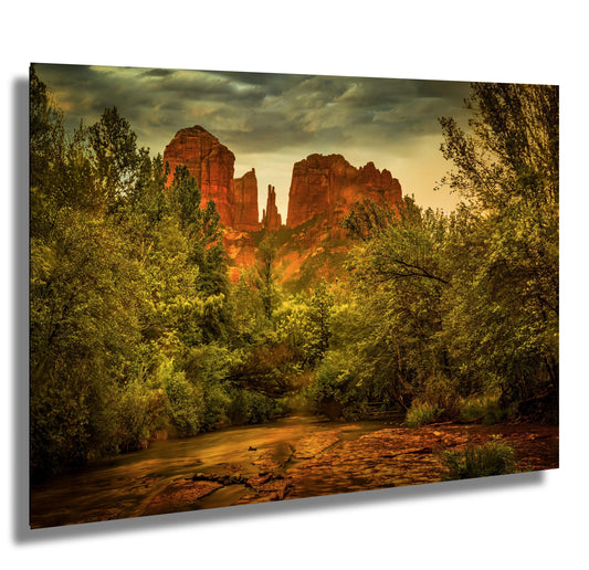 Cathedral Rock in the rain wall art canvas acrylic and metal prints