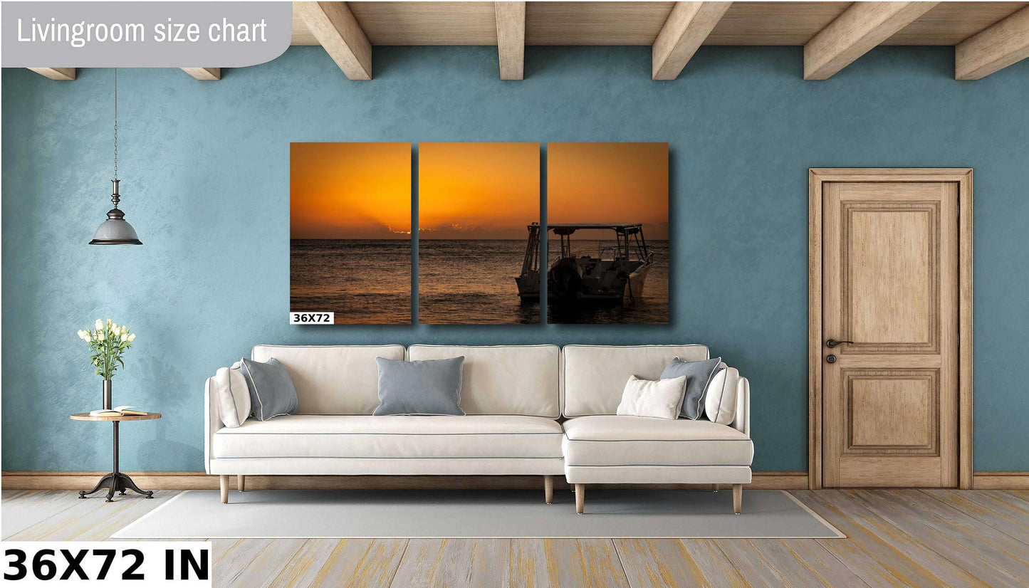 Ocean Sunset Wall Art – Vibrant Caribbean Beach Print on Metal & Acrylic