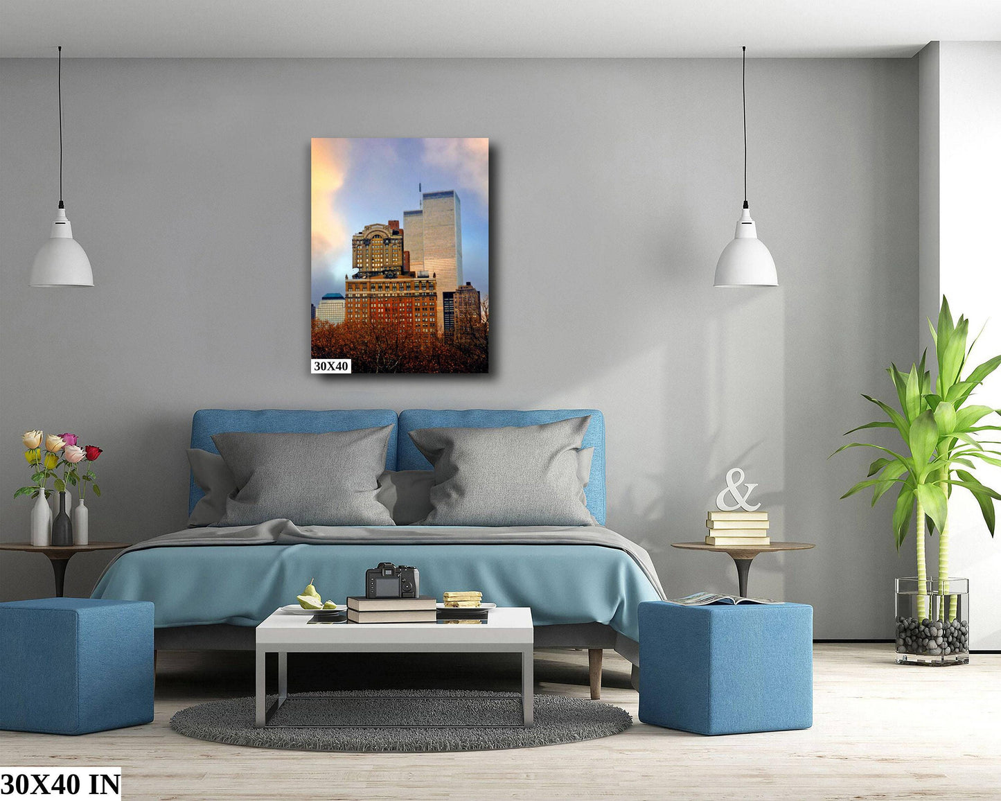 Vintage World Trade Center Print – Manhattan Skyline Art | 9 11 Memorial Gift