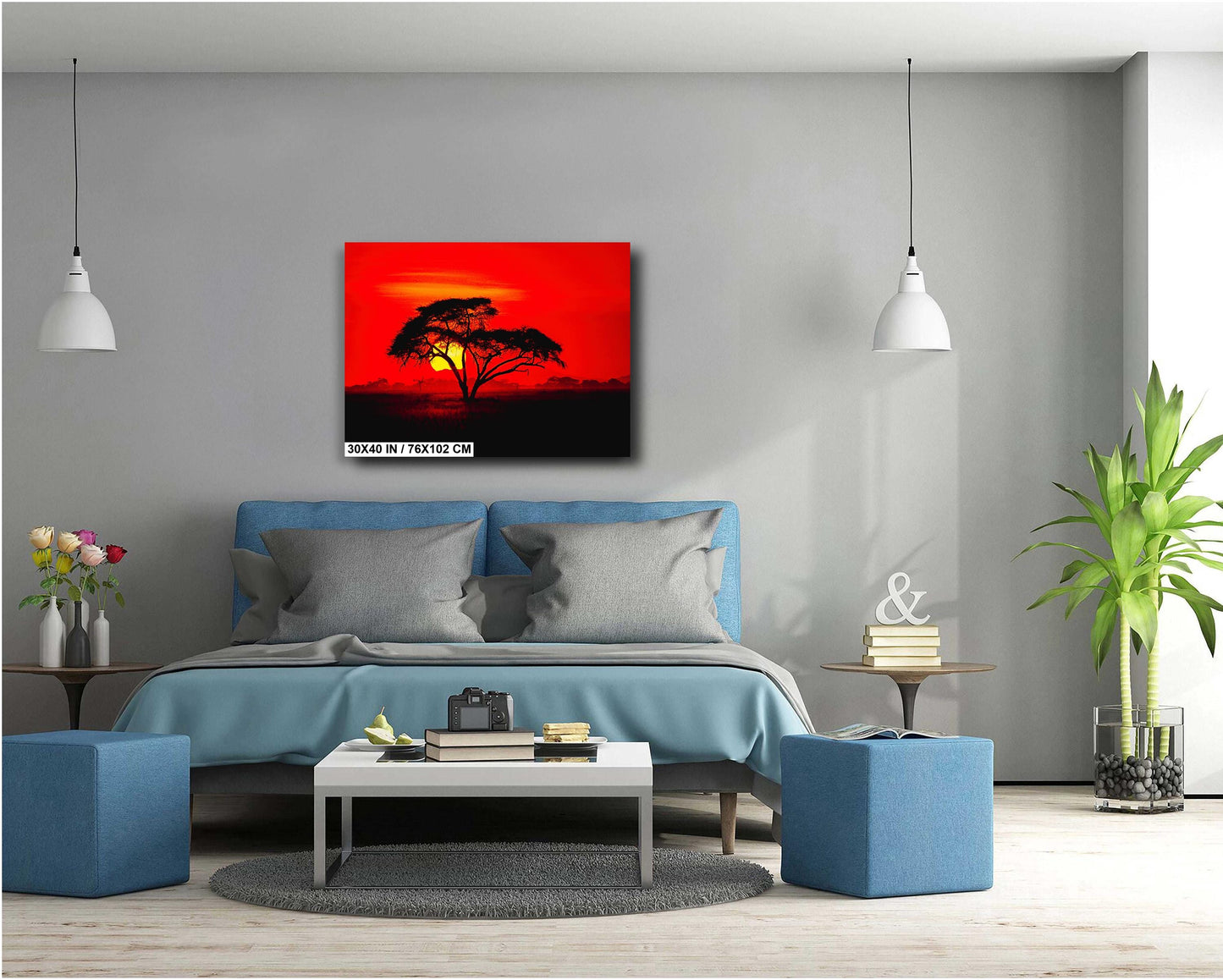 Amboseli Sunset Canvas | Kenya National Park Art - Wildlife Safari Wall Decor