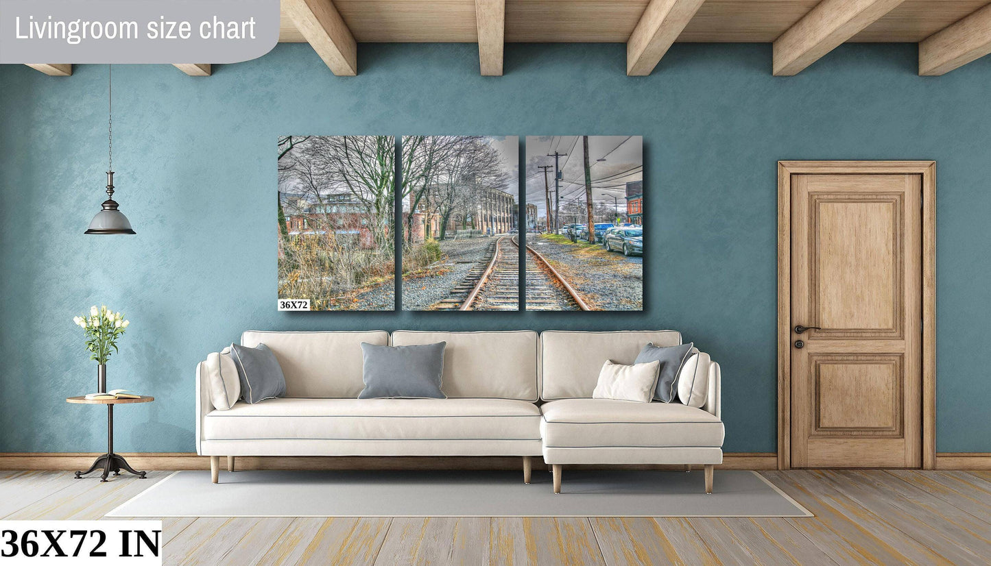 Beacon NY Train Tracks HDR Canvas Print – Cityscape Photography Wall Art
