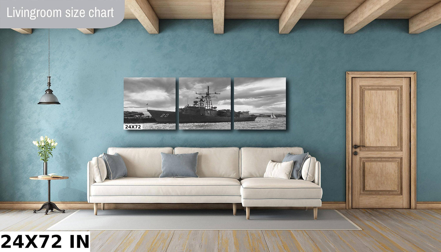 USS Antrim Canvas Print - Historic Navy Wall Decor | Military Art Sunset