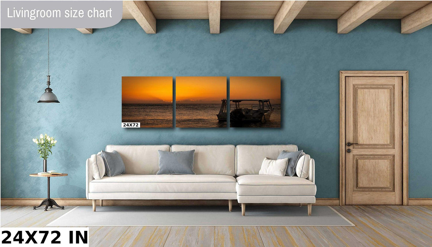Ocean Sunset Wall Art – Vibrant Caribbean Beach Print on Metal & Acrylic