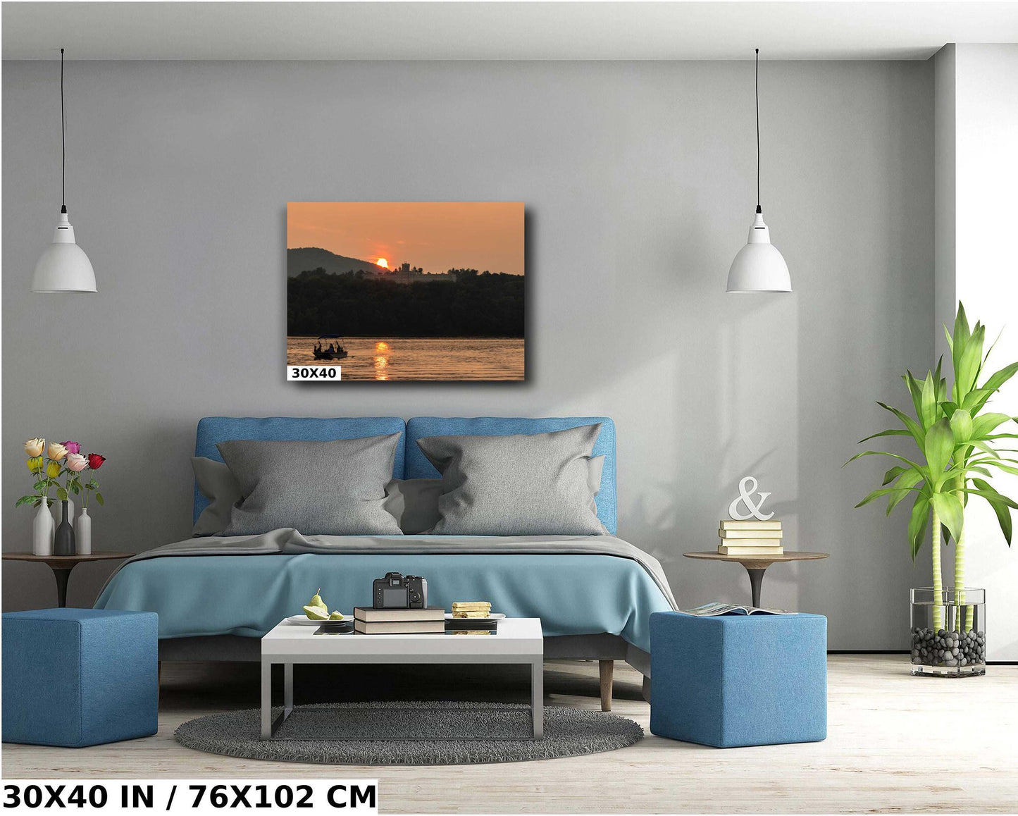 Hudson River Sunset Print – Metal Wall Art with Vibrant River View & UV Resistant Ink